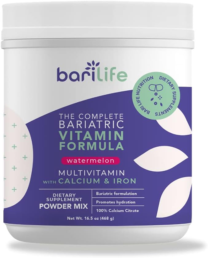 Bari Life Complete Bariatric - prehranska dopolnila v prahu mešanica, kalcijev citrat, multivitamin, železa - bariatrični vitamini za bolnike z želodčnimi rokavi - (Vatermelon, 60 serving)
