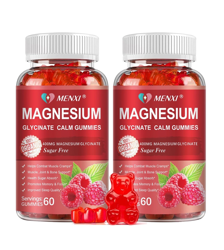 Magnezij Gumies 600mg na Serving-Magnesium Glycinate 400mg in Magnezijev Malate 200mg,Sugar brez magnezija Kalij dodatek za mirno Mood, mišice, kosti in energije podporo,120 Raspberry Gumies