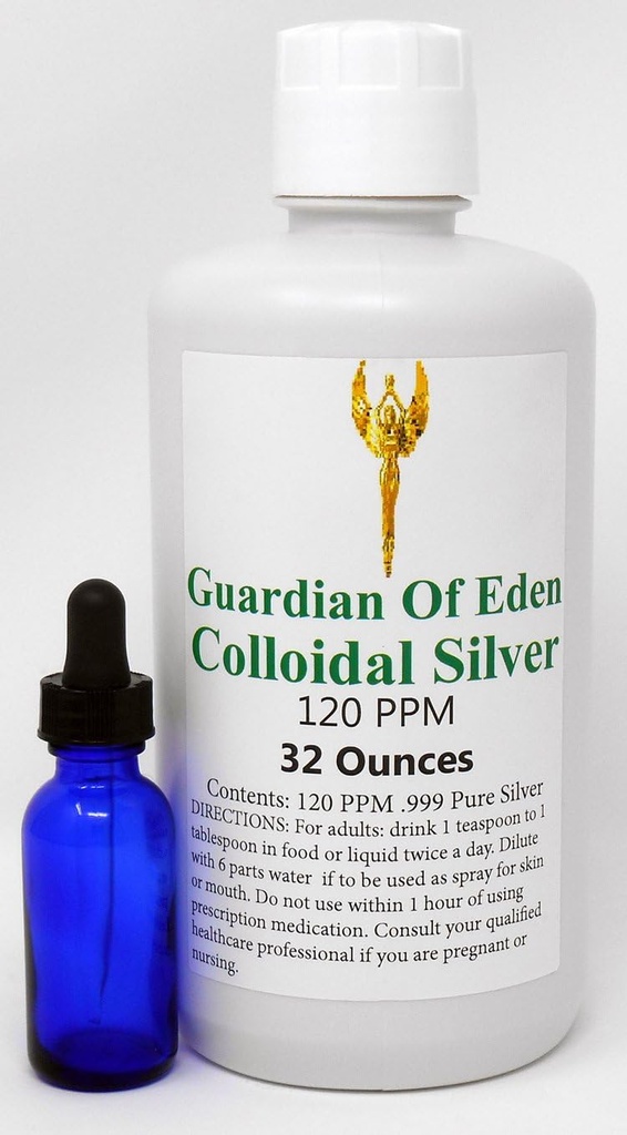 Lab Tested Certified 120ppm Koncentriran Pure Colloidal Silver z GOE (1 Quart) s steklenico Free Dropper. Poročilo laboratorija dokumentirano.
