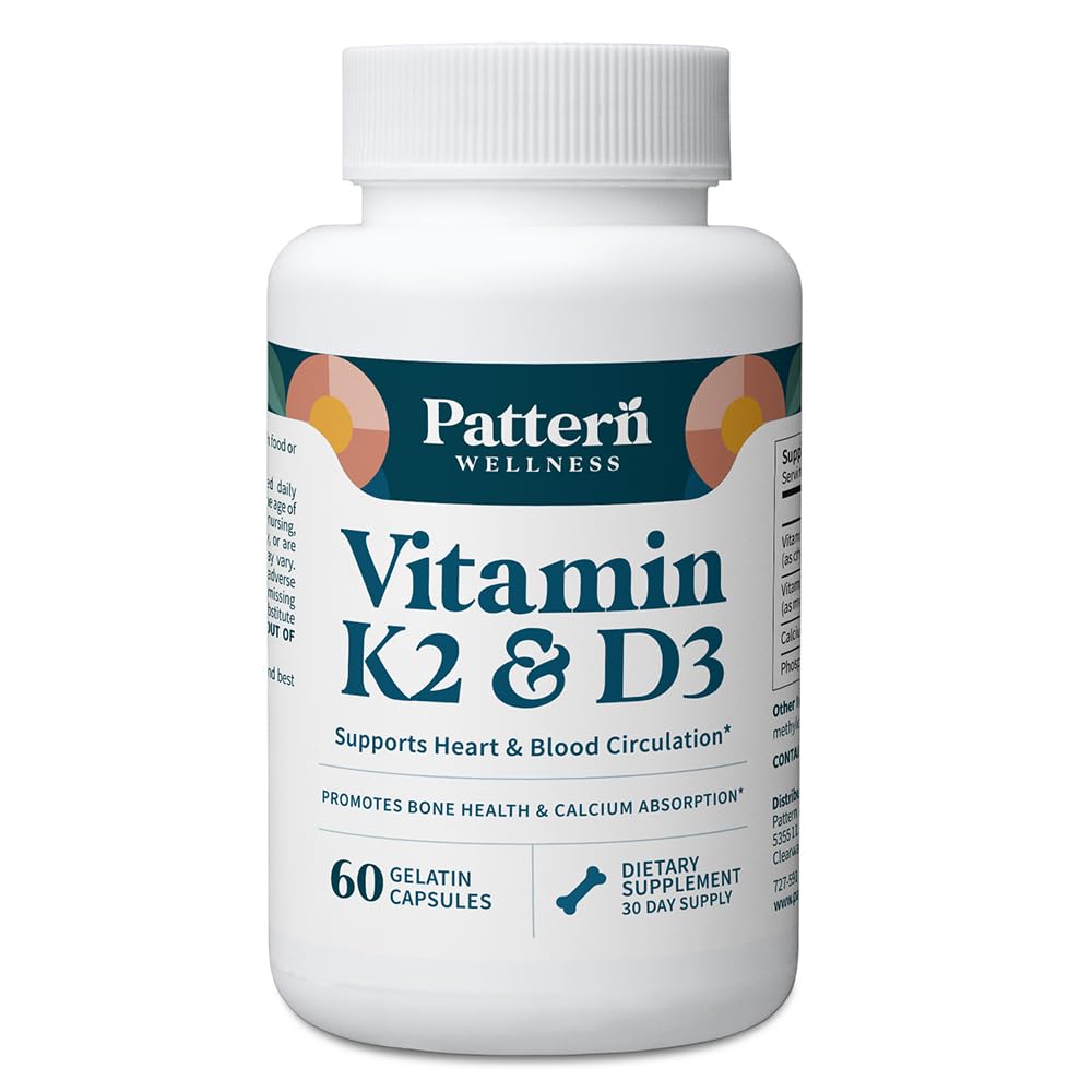 Vzorec Wellness Vitamin K2 & D3 dodatek s kalcij – zdravje kosti, cirkulatorna Wellness & Imunska podpora - Non-GMO - 60 kapsul
