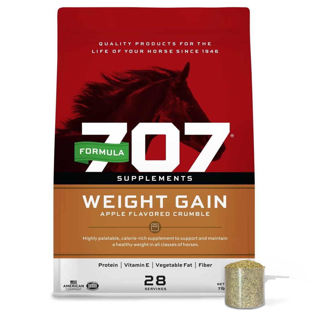 Formula 707 Hujšanje Crumble Equine Dopolnilo, 7 lb Bag – Palatable, Calorie-Rich Nutritional Podpora za težko obdržati in starejši konji
