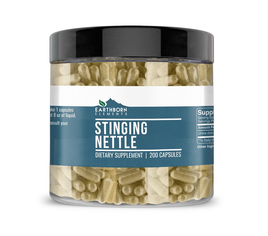 Elementi Zemljinega rodu Stinging Nettle Leaf 200 kapsul, čisti in nerazredčeni, brez dodatkov