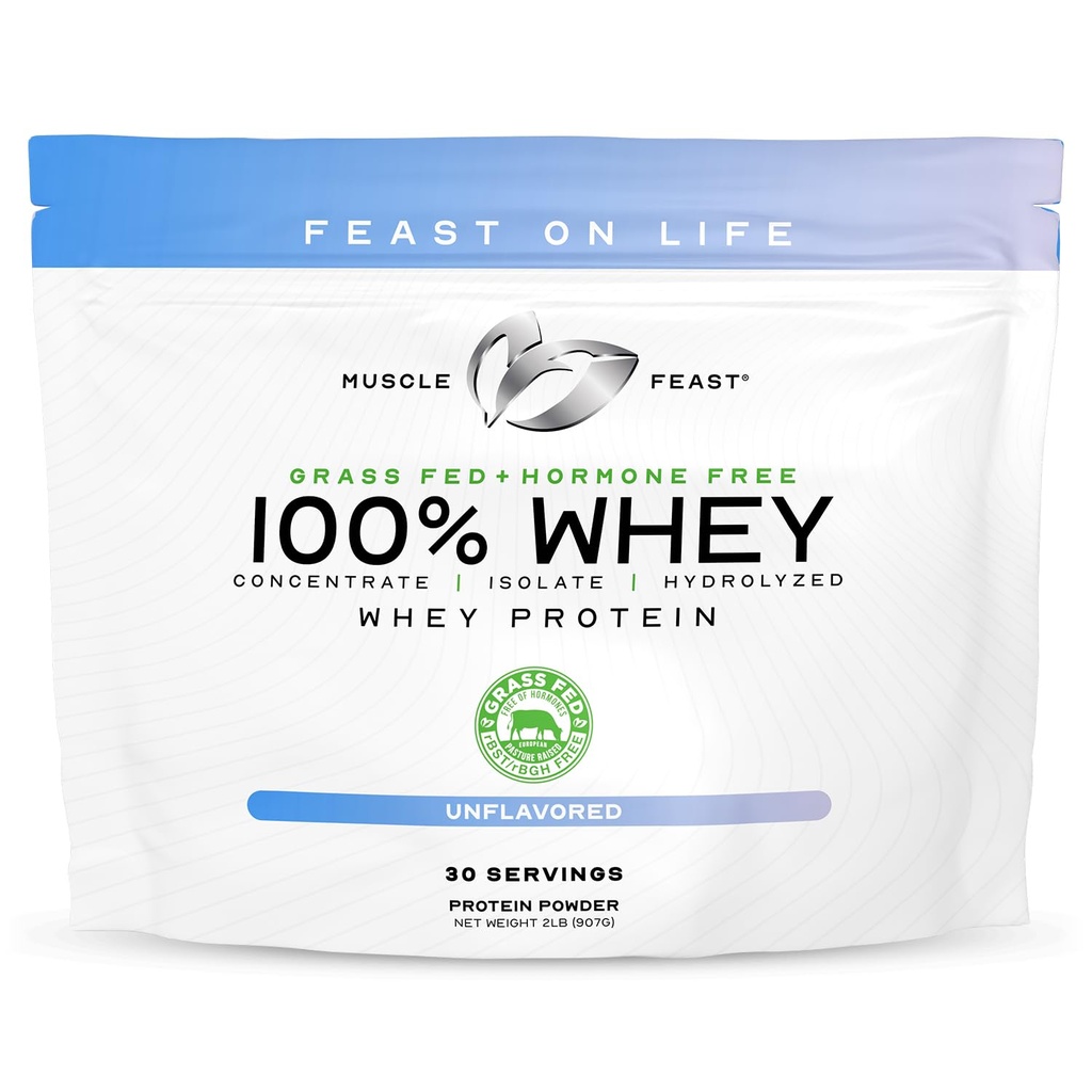 Mišice 100% Grass Fed Whey Protein v prahu, vse naravne Hormone Free Paure dvignjene sirotkine beljakovine v prahu za ženske & moški-Whey koncentrat, izolat in hidrolizirane beljakovine v prahu mešane, 2Lb