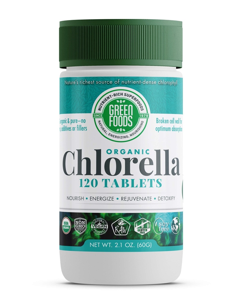 Zelena živila Organic Klorella 500 Mg, 120 Število