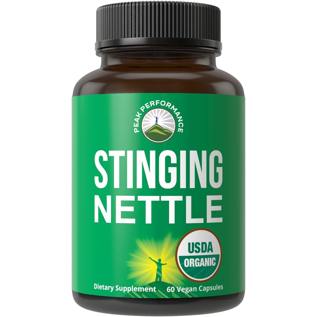 USDA Organic Sting Nettle Vegan Kapsule Izdelane s Stinging Nettle Leaf Powder za prostate, rast las, alergija. Bolje kot koren ali izvleček semena. Rastlinske tablete rastlinskega izvora, 60 tablet