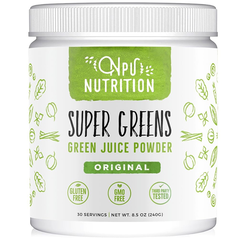 Super zelena powder organska mešanica: ne-GMO dodatek, vključuje Spirulina, Alfalfa, Spinach, Probiotiki, Fiber in Digestive Enzymes, Brez umetnih sladil, 30 Serving