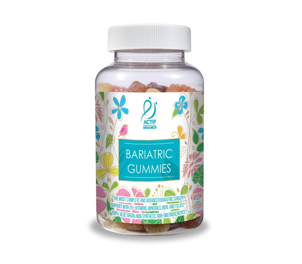 ACTIF Organic Bariatric Gumies z 25+ Organski vitamini in minerali za bariatrično kirurgijo, Napredna formula – ne GSO, 90 Število
