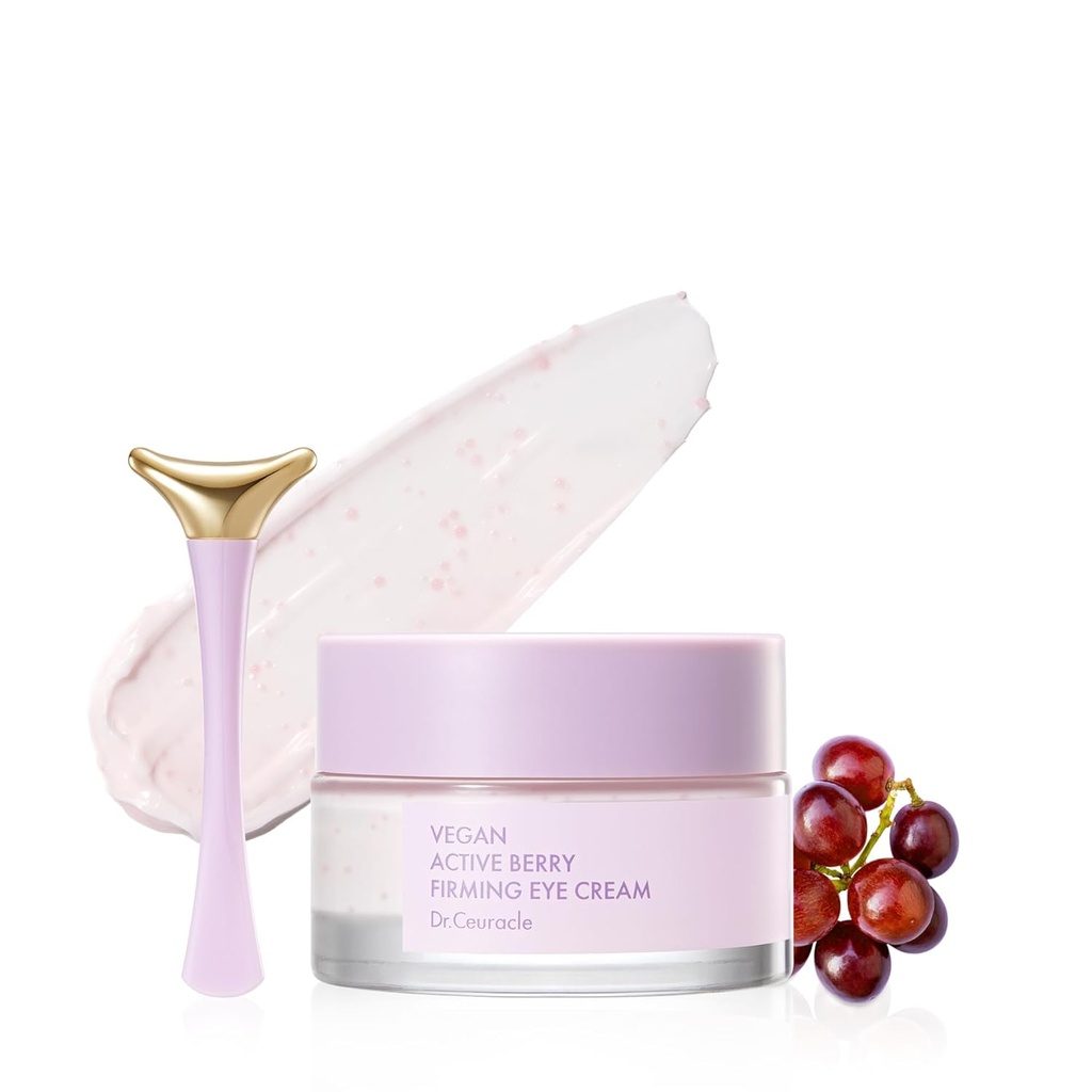 Dr.Ceuracle Vegan Active Berry Firming Eye Cream z Aplicator - Hidrating Resveratrol Zdravljenje oči za temne kroge in Puffiness, Korejska nego kože za nogavice polnilci (32g / 1.12 oz.)