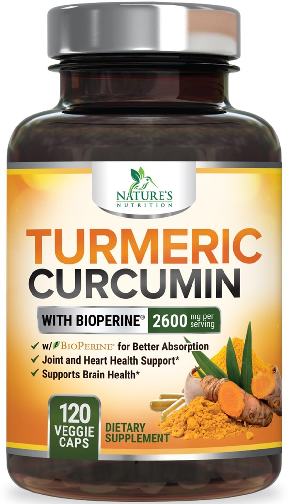 Kurkumin dodatek 2600mg - 95% kurkuminoidi z organskim kurkumijem & BioPerine črnim poprom Extract za najboljšo absorpcijo, naravni Veganski skupni podpora, Non-GMO, ustekleničen v ZDA - 120 kapsul