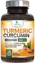 Kurkumin dodatek 2600mg - 95% kurkuminoidi z organskim kurkumijem & BioPerine črnim poprom Extract za najboljšo absorpcijo, naravni Veganski skupni podpora, Non-GMO, ustekleničen v ZDA - 120 kapsul