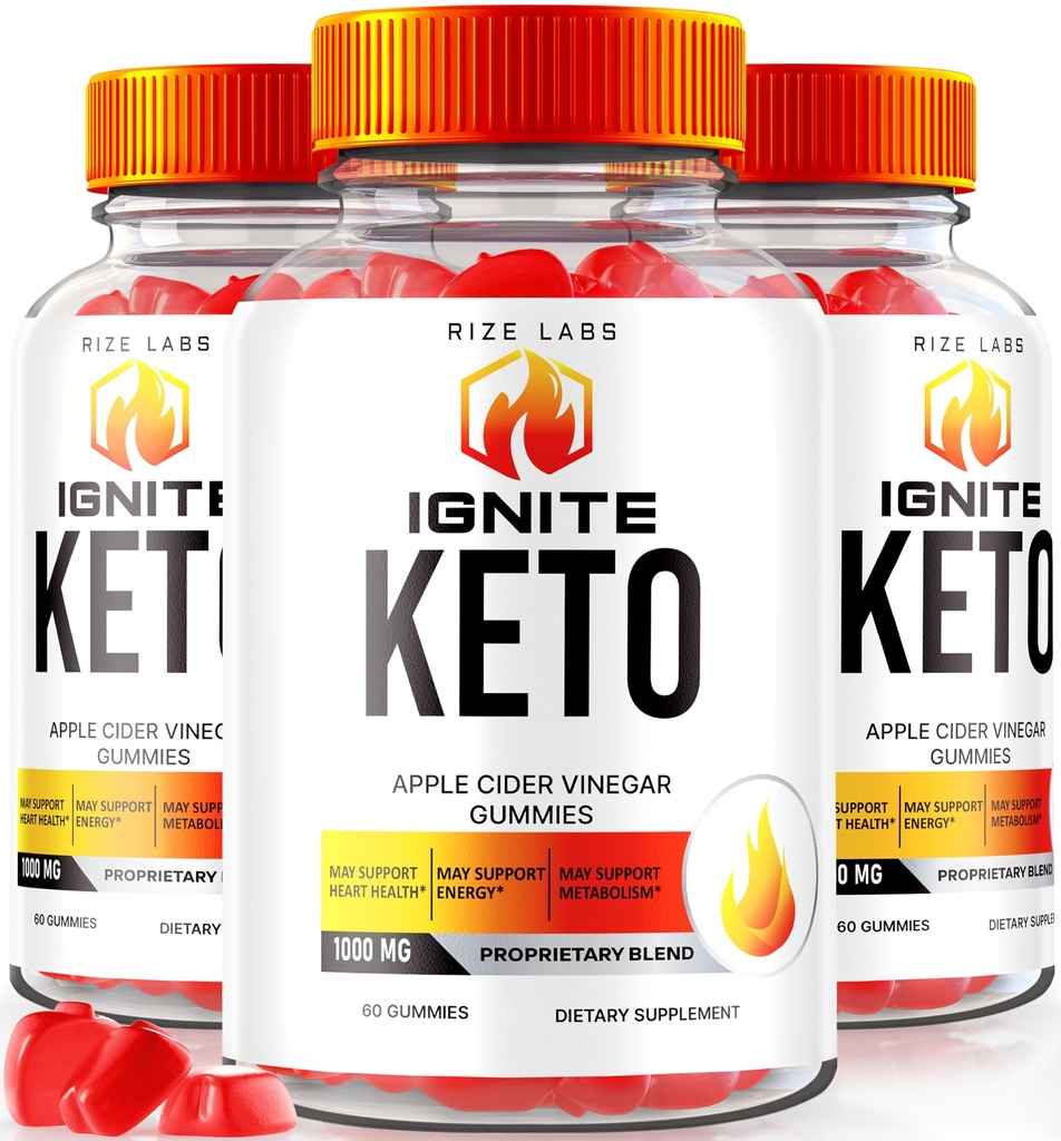 Rize laboratoriji (Pack 3 Vžig Keto ACV Gummies, za napredno hujšanje, Keto Ingnite dodatek (180 Gummies)