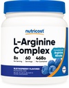 Nutricost L-arginin kompleks (modra malina, 60 Serving) - Gluten brezplačno, Non-GMO