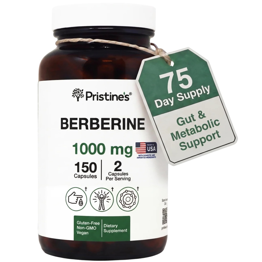 Pomožne kapsule zdravila PRISTINE - 1000 MG 75 dan Oskrba 150 kapsul - srce, in Imuniteta Podpora za zdravje antioksidant - Prebavni trakt in zdrava Gut Flora Podpora