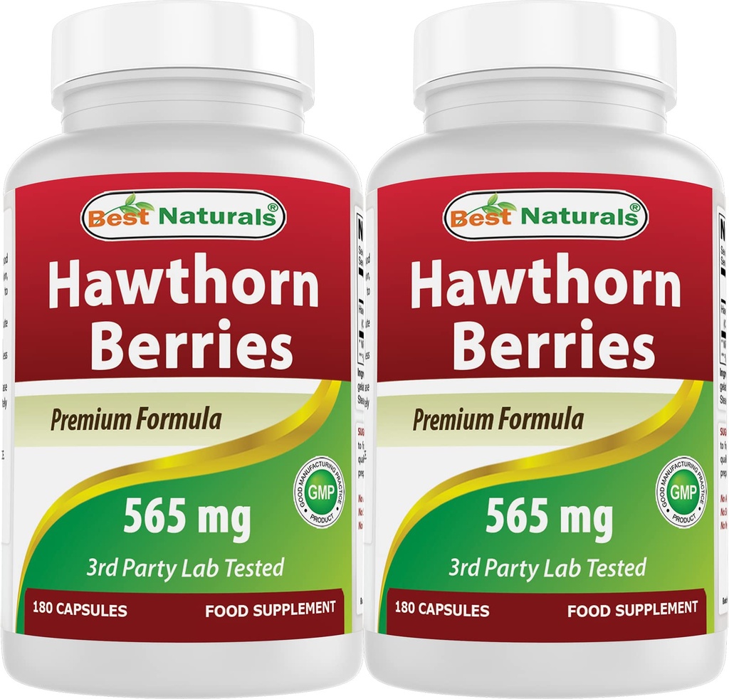 Najboljši naravni Hawthorn Berry 565 mg 180 kapsul (180 kapsul (2 vrečka)