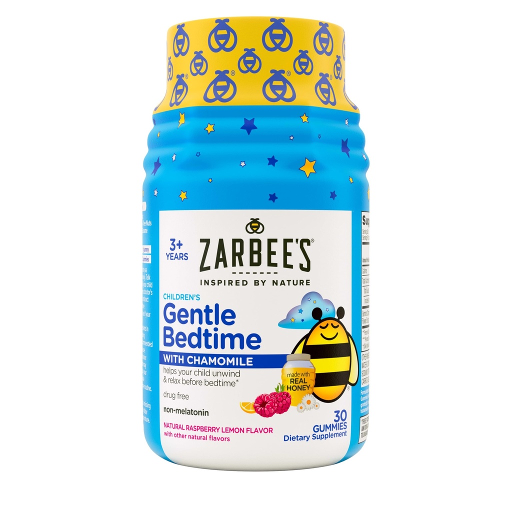 Zarbee's Nežna Bedtime Gumies za otroke - Melatonin-prosta mešanica naravnega medu, malina Lemon, in kamilica pomaga otrokom sprostiti in sprostite se pripraviti za spanje, 30ct