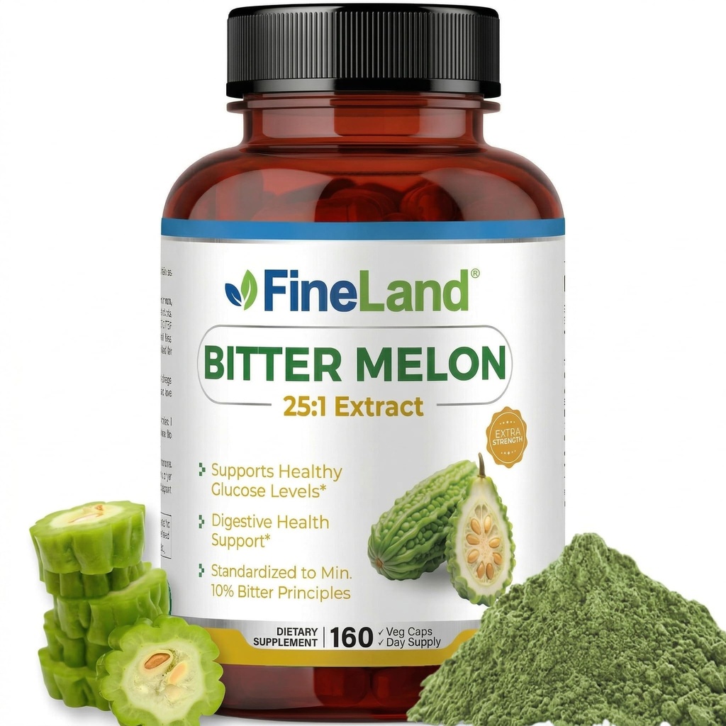 FineLand Bitter Melon 25:1 Izvleček 12.500mg Moč, 10% Bitter Principles, 160 Veganske kapsule, Podpira Digestive Health, Standardiziran in koncentrirani 25X ekstrakt, Non-GMO Made in ZDA