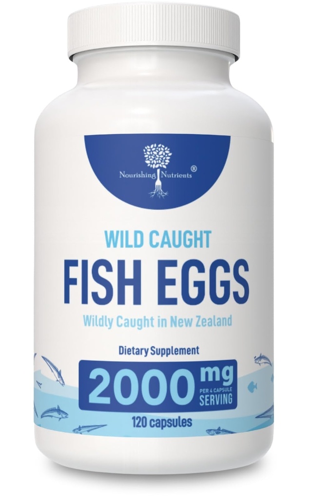 Divja ujeta ribja jajca 2.000mg - Omega 3 Dopolnilo za oči, zdravje možganov, podpira imuniteto, kosti in zobe, Mood podpora z Omega 3-6-9 kapsul ribja jajca