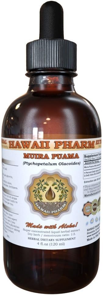 HavajiPharm Muira Puama Liquid Extract, Organic Muira Puama (Ptychopetalum Olacoides) Tinktura dodatek 2 oz