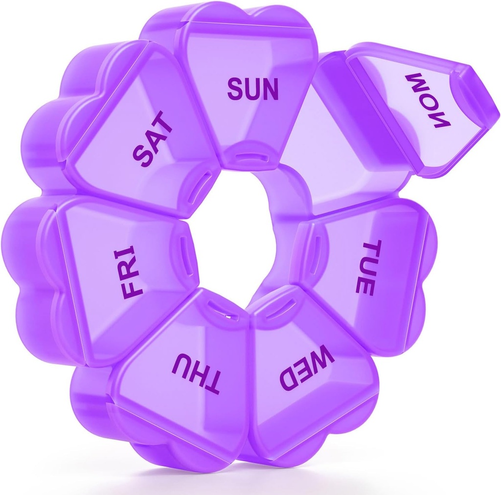Velika tedenske tablete Organizator, Tablete Box 7 dan, KAPENS Dnevni vitamin primer velike zmogljivosti Kompartmenti, Tablete Vsebniki za ribje olje Medicina dopolnila, Purple