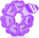 Velika tedenske tablete Organizator, Tablete Box 7 dan, KAPENS Dnevni vitamin primer velike zmogljivosti Kompartmenti, Tablete Vsebniki za ribje olje Medicina dopolnila, Purple