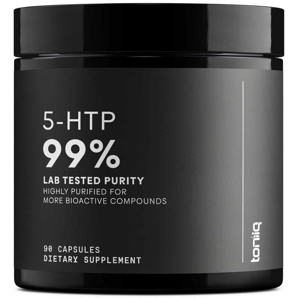 Toniiq Ultra visoka jakost 5HTP kapsule - 99%+ Visokoprečiščen in biorazpoložljiv - 12:1 Koncentriran ekstrakt - 200mg - 90 Veggie kapsul