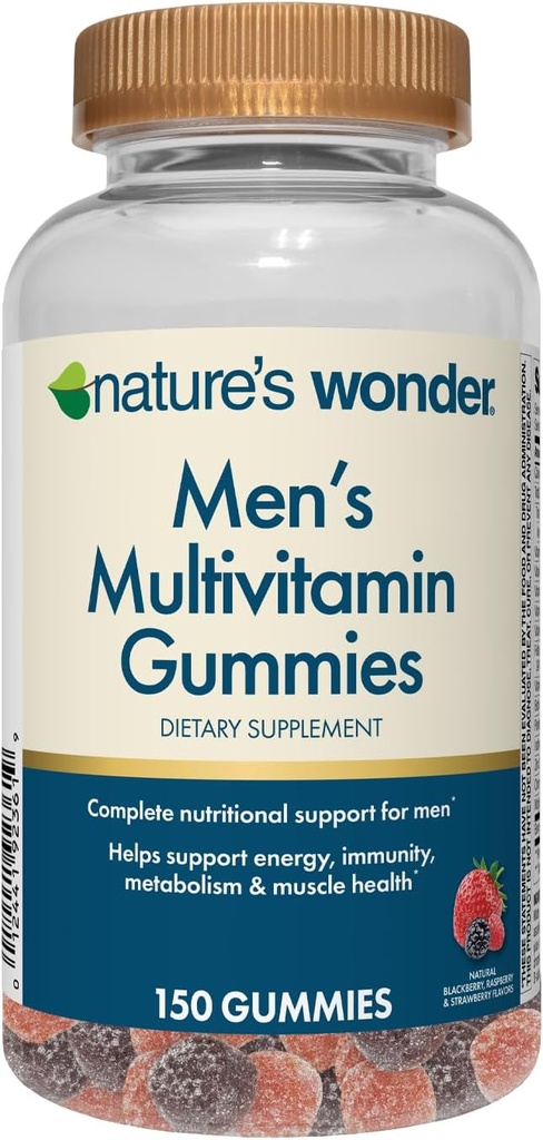 Naravo čudežni moški Multivitaminski Gumiji, Podpira Imunsko zdravje, Energijo, Presnova in mišice z vitamini A,C,D,B6,B12, 150 Moških Daily Multivitaminski Gumies, 75 dan dobave