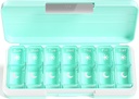 Zoksi Am Pm tablete Organizator 7 dan, tedenske tablete Box 2 krat na dan, zdravila tablete Organizator z ločenim delom, potovalne tablete Dispenzer prenosljiv za vitamine, ribja olja, zdravila (zelena)