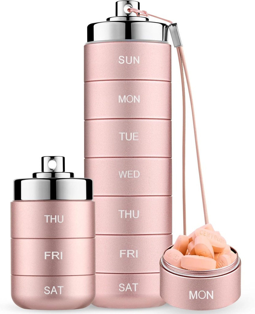 Mossime Metal Travel Organizer, Prenosni 7 dan Vitamin Organizator Stackable, Vodoodporne 1 krat na dan Pill Box, velike tablete Kontejner, Daily Medicine Organizator za vitamine, ribje olje, dodatek