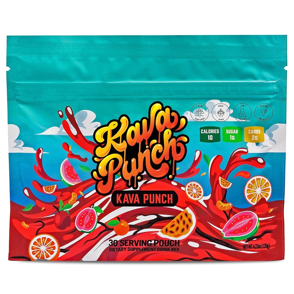 Kava Punch Relaxation Powder – 30 Serving Pouch s Premium Kava Kava Extract 