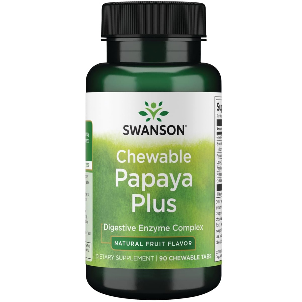 Žvečljiva papaja Swanson Plus 90 Chwbls Enzyme