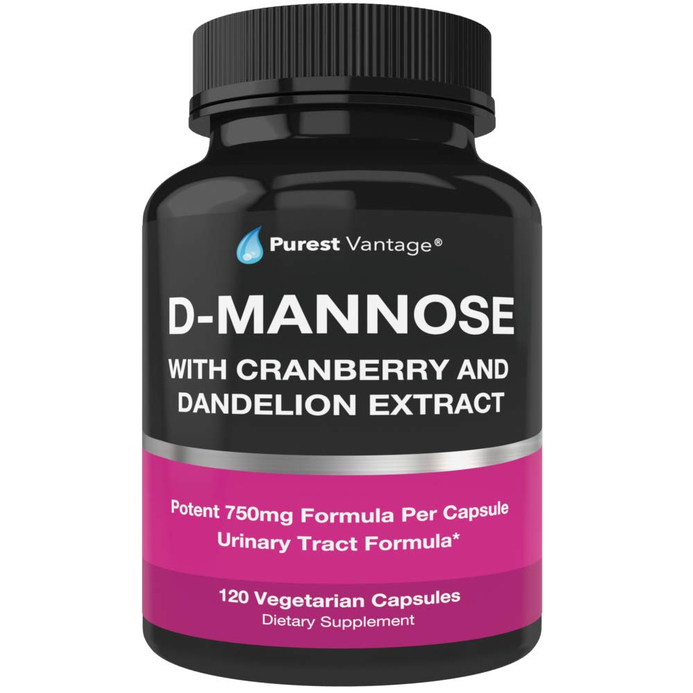 D Manoze Kapsule s 600 mg D-manoza v prahu na kapo - z dodanim brusnicam in izvlečekom Dandelion za pomoč pri mehurju, urini trakt in UTI podpora - 120 Veggie Caps