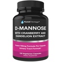 D Manoze Kapsule s 600 mg D-manoza v prahu na kapo - z dodanim brusnicam in izvlečekom Dandelion za pomoč pri mehurju, urini trakt in UTI podpora - 120 Veggie Caps