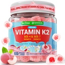 Vitamin K2 Gumies MK-7 200 μg & MK-4 500 μg za ženske in moške brez sladkorja, popoln 2-IN-1 Polni spekter Vitamin K2 dodatek za kosti, He-art, spodbuja absorpcijo kalcija, možgane, zobe, imunske,1Pack