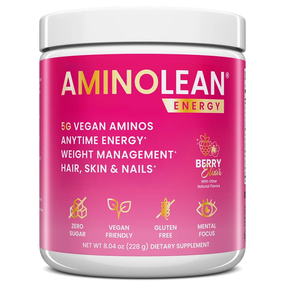 RSP HRANILNA AminoLean Pre Workout, Čista energija brez Jitters, Tingles ali Crash, Vegan prijazno z dodanim biotin za lase, kožo, nohte, Berry Elixir, 30 Serving