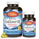 Carlson - Cod Jetrna Olja Gems, 460 mg Omega-3, Plus Vitamini A in D3, Wild ujeti norveški arktični trska, trajno pridobljene nordijsko ribje olje kapsule, Lemon, 150 + 30 Softgels