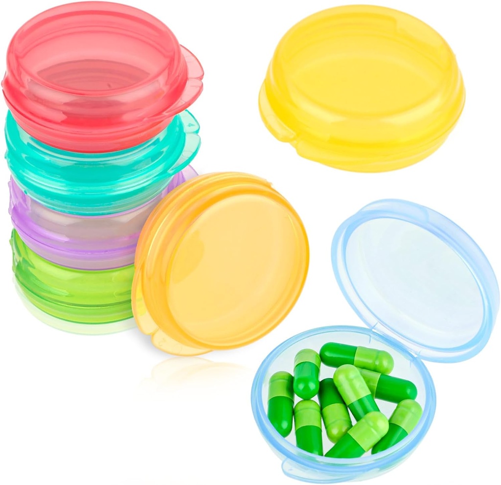 Amabro majhne tablete Organizator Box, 7 PCS Travel Pills Primeri Prenosne tablete Container Dnevni tabletke Primer Primera za Žepka torbice Brisače Medicina Cod Jetra Oil Storage Box Earplug Case