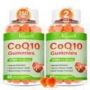 2 paket CoQ10 Gumies 250 mg, Plus Omega-3, Magnezij, Vitamin B12 za celično energijo, možgani in antioksidant, 5X boljša absorpcija koencim Q10 dodatek - 120 Cts
