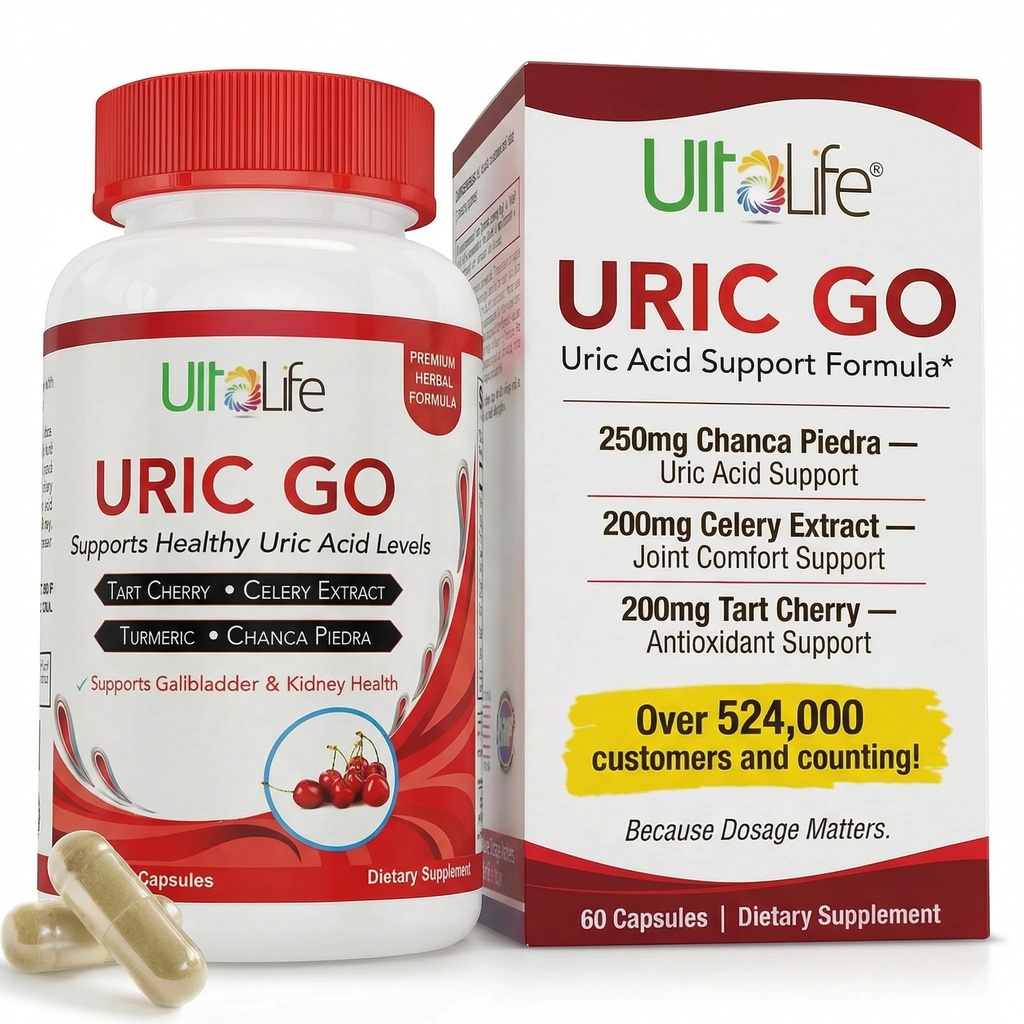 #1 URIC GO Čistila za sečne kisline dopolnilo za G.O.U.T - Naravno čiščenje ledvic Detox Formula Chanca Piedra, Zelena Semena, Tart Cherry, Cranberry, Pomegranat, Kurkurja, Vegan Non-GMO 60 Kapsule