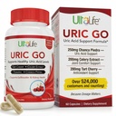 #1 URIC GO Čistila za sečne kisline dopolnilo za G.O.U.T - Naravno čiščenje ledvic Detox Formula Chanca Piedra, Zelena Semena, Tart Cherry, Cranberry, Pomegranat, Kurkurja, Vegan Non-GMO 60 Kapsule