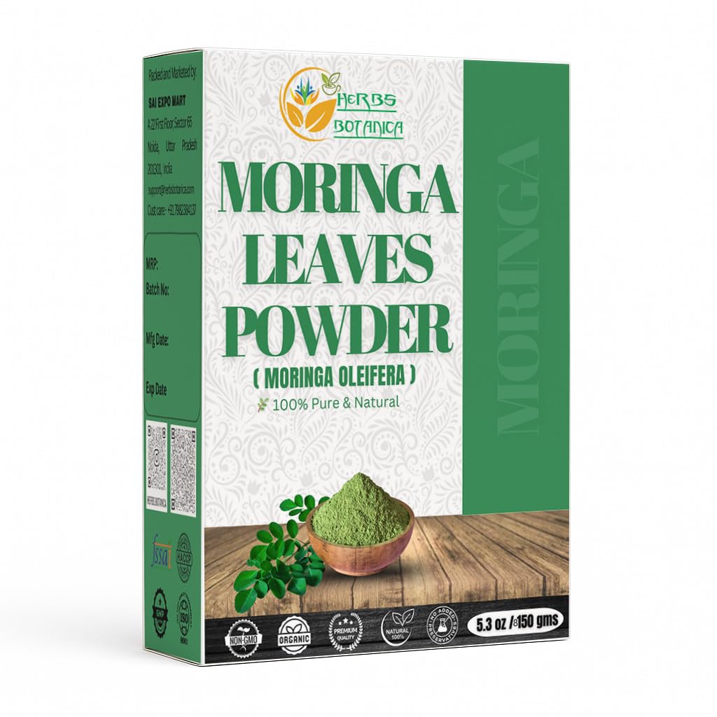 Zelišča Botanica Moringa Leaf Powder Leaves oleifera Pure Premium Indian Powder Natural Fresh Jutranji napitek Vitamini in Imuni Vitamin Superfoods 5.3oz Pakiranje