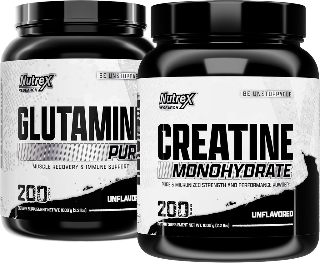 Nutrex raziskave Kreatin monohidrat Prašek 200 Serv & L glutamin prašek 200 Serv paket