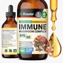 BIO KRAUTER Imunska podporna goba dodatek - Levi Mane, Shiitake, Turčija Tail, Reishi, Chaga & Maitake Tekoči ekstrakt - goba kompleks Tinkture - Veganske kapljice 4 Fl.Oz.