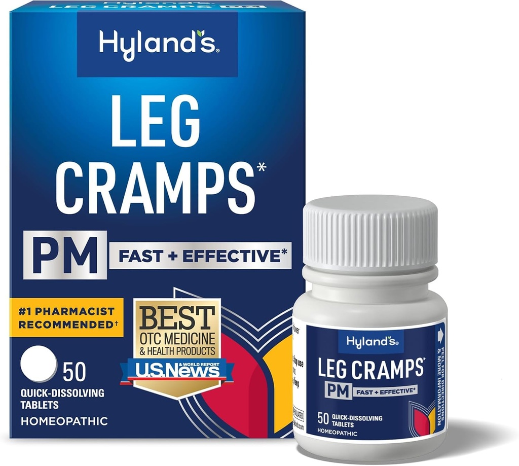 Hyland's Leg Cramps PM, Relief nočno nogo, Calf, in noge Cramps, 50 hitro raztapljanje tablete