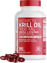 Bronson Antarktika Krill Oil 1000 mg z Omega-3s EPA, DHA, Astaksantin in fosfolipidi 180 Mehkužci