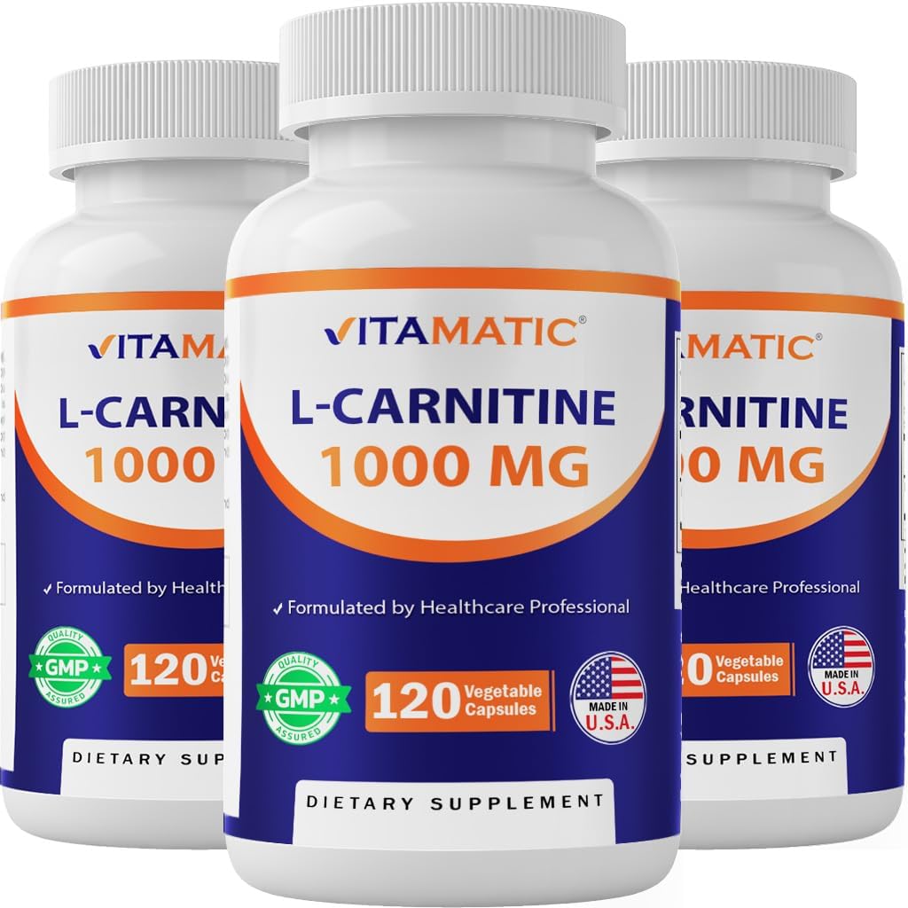 Vitamatska L-karnitin fumarat 1000 mg - 120 rastlinskih kapsul (3 steklenice)
