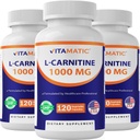 Vitamatska L-karnitin fumarat 1000 mg - 120 rastlinskih kapsul (3 steklenice)