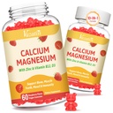2 Pack kalcijevih žvečilnih gumijev z magnezijem, cink, vitamin D3 & B12, kalcij dopolnila za ženske moške, podpora kosti, mišice in imunitete, 120 Vegan malina okusi