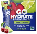 GoHydrate Nizki natrijevi elektroliti v prahu Packets Sugar Free - Instant Hydration Daily Drink Mix - Zero Sugar Water Flavor Packet Samci z vitaminom D - (Cherry Limeade, 30 pakiranj)