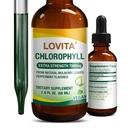 Lovita Klorofil Tekoče kapljice, visoka jakost 120 mg/ml, 7.200 mg na steklenico, naravni energijski spodbujevalec in imunodinamična podpora, notranji deodorant, zdravje kože, Vegan in ne-GMO, okus mete, 60 Serving 2 Oz