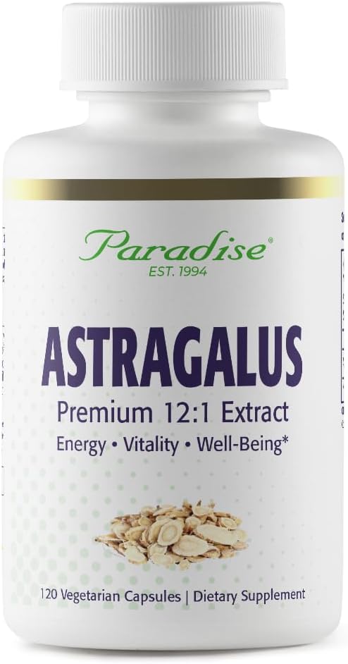 Paradise Herbs Astragalus Extract, vegetarijanske kapsule za energijo, prebavno in imuno zdravje, ne gensko spremenjeni, brez glutena, 120 kapsul